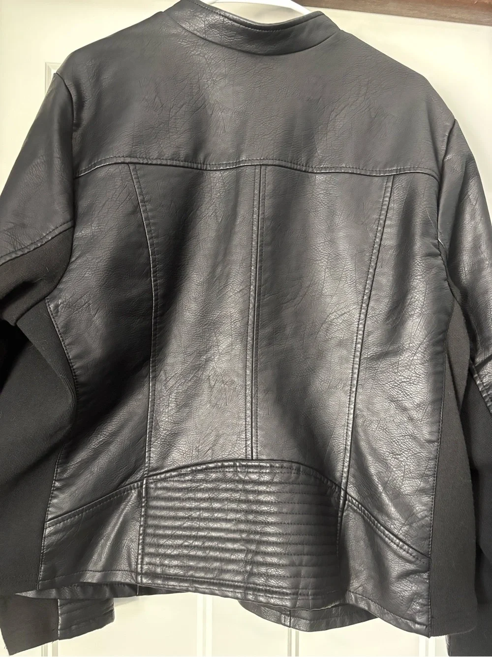 torrid Black Faux Leather Moto Jacket with Quilted Sleeve Detail sz 3X